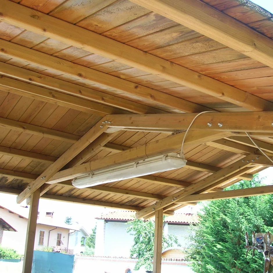 Onlywood Gazebo in Legno impregnato TIP 4 x 4,8 Tetto Antivento - Personalizzabile-46802