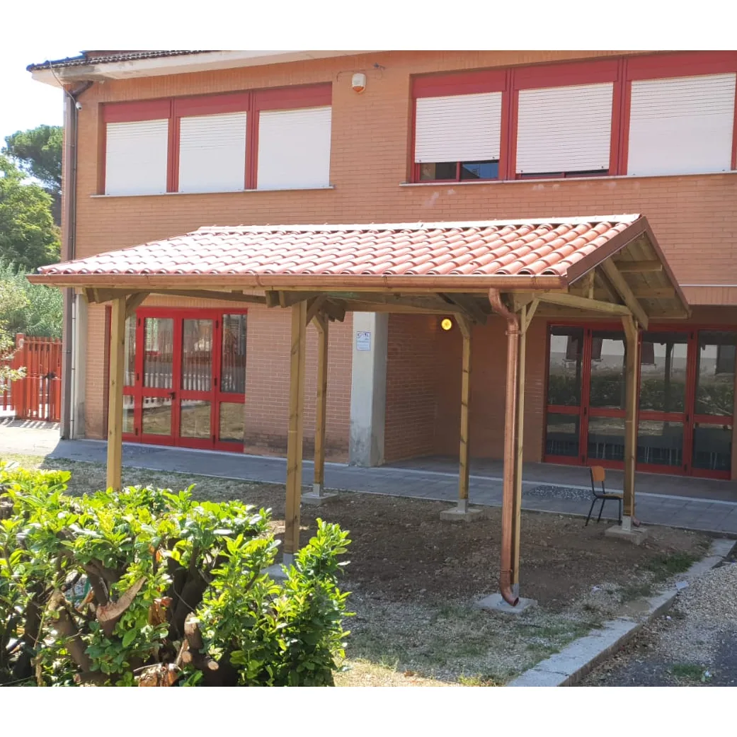 Onlywood Gazebo in Legno impregnato TIP 4 x 4,8 Tetto Antivento - Personalizzabile-48879