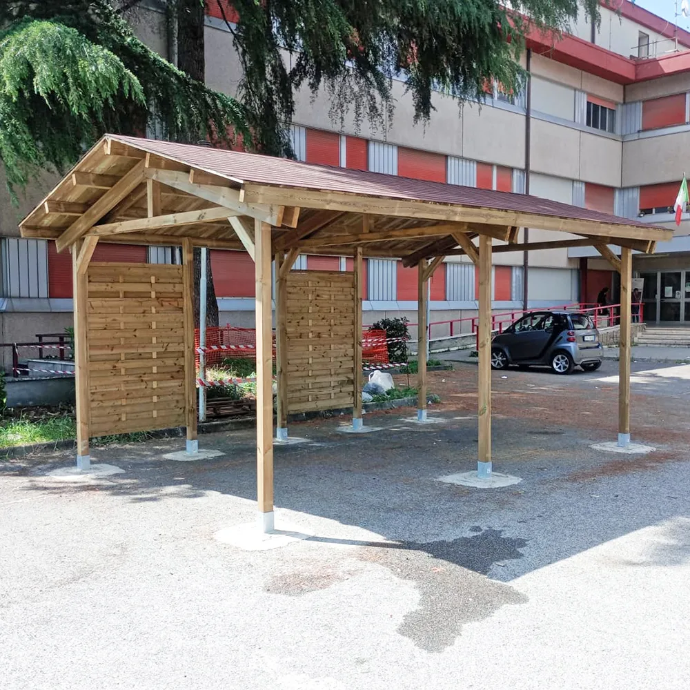 Onlywood Gazebo in Legno impregnato TIP 4 x 4,8 Tetto Antivento - Personalizzabile-86280