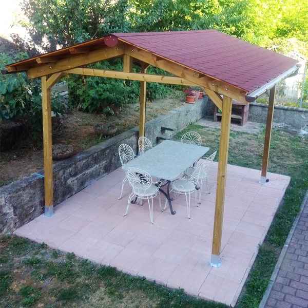 Onlywood Gazebo in Legno impregnato TIP 4 x 2,4 Tetto Antivento - Personalizzabile-0