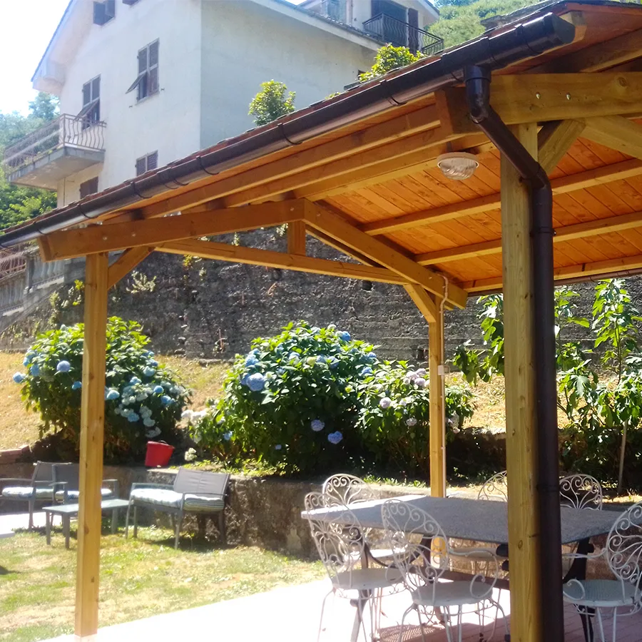 Onlywood Gazebo in Legno impregnato TIP 4 x 4,8 Tetto Antivento - Personalizzabile-48206