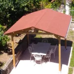 Onlywood Gazebo in Legno impregnato TIP 4 x 4,8 Tetto Antivento - Personalizzabile-48207