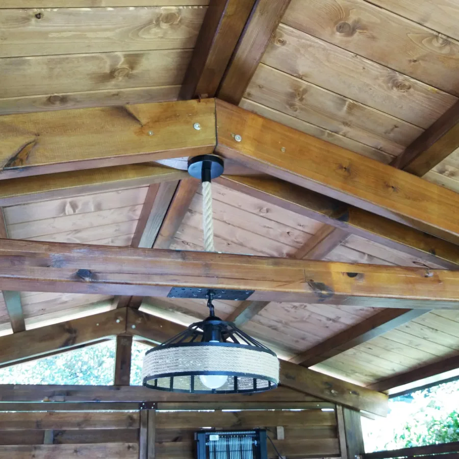 Onlywood Gazebo in Legno impregnato TIP 4 x 4,8 Tetto Antivento - Personalizzabile-48003