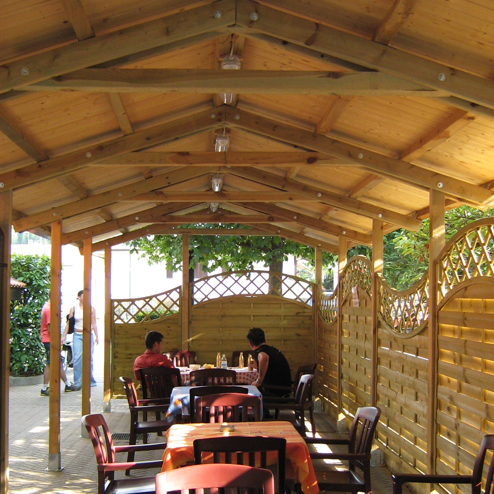 Onlywood Gazebo in Legno impregnato TIP 4 x 6 Tetto Antivento - Personalizzabile-46807