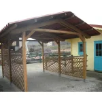 Onlywood Gazebo in Legno impregnato TIP 4 x 4,8 Tetto Antivento - Personalizzabile-46799