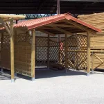 Onlywood Gazebo in Legno impregnato TIP 4 x 4,8 Tetto Antivento - Personalizzabile-46797