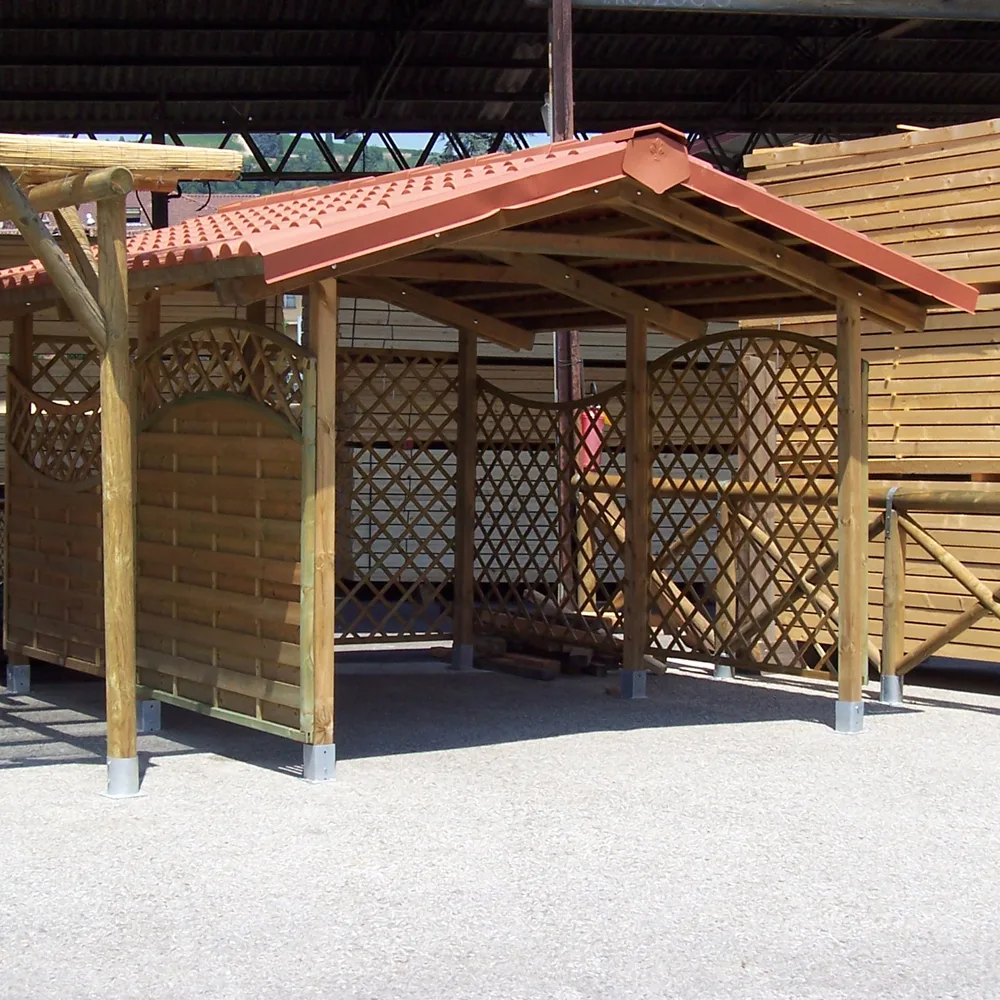 Onlywood Gazebo in Legno impregnato TIP 4 x 4,8 Tetto Antivento - Personalizzabile-46797