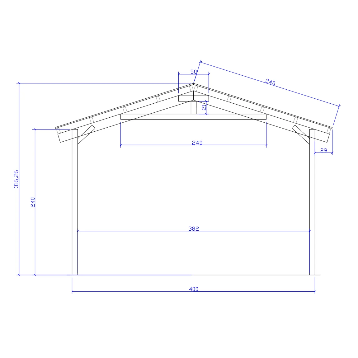 Onlywood Gazebo in Legno impregnato TIP 4 x 4,8 Tetto Antivento - Personalizzabile-82376