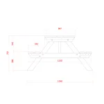 Tavolo Picnic PROMO 8 posti - 200 cm - con Foro per Ombrellone-90269
