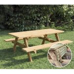 Onlywood Tavolo Picnic in Legno 180 x 163 cm - con Panche Pieghevoli-0