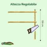 Onlywood Staccionata Valdostana a mezzi pali in Pino Certificato (L 150cm x H 150cm) - Modulo continuativo con 1 piantone-49053