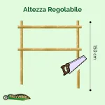 Onlywood Staccionata Valdostana a mezzi pali in Pino Certificato (L 150cm x H 150cm) - Modulo iniziale con 2 piantoni-49022
