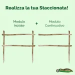 Onlywood Staccionata Valdostana a mezzi pali in Castagno scortecciato (L 150cm x H 150cm) - Modulo iniziale con 2 piantoni-49095