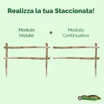 Onlywood Staccionata Valdostana a mezzi pali in Castagno scortecciato (L 200cm x H 150cm) - Modulo iniziale con 2 piantoni-49112