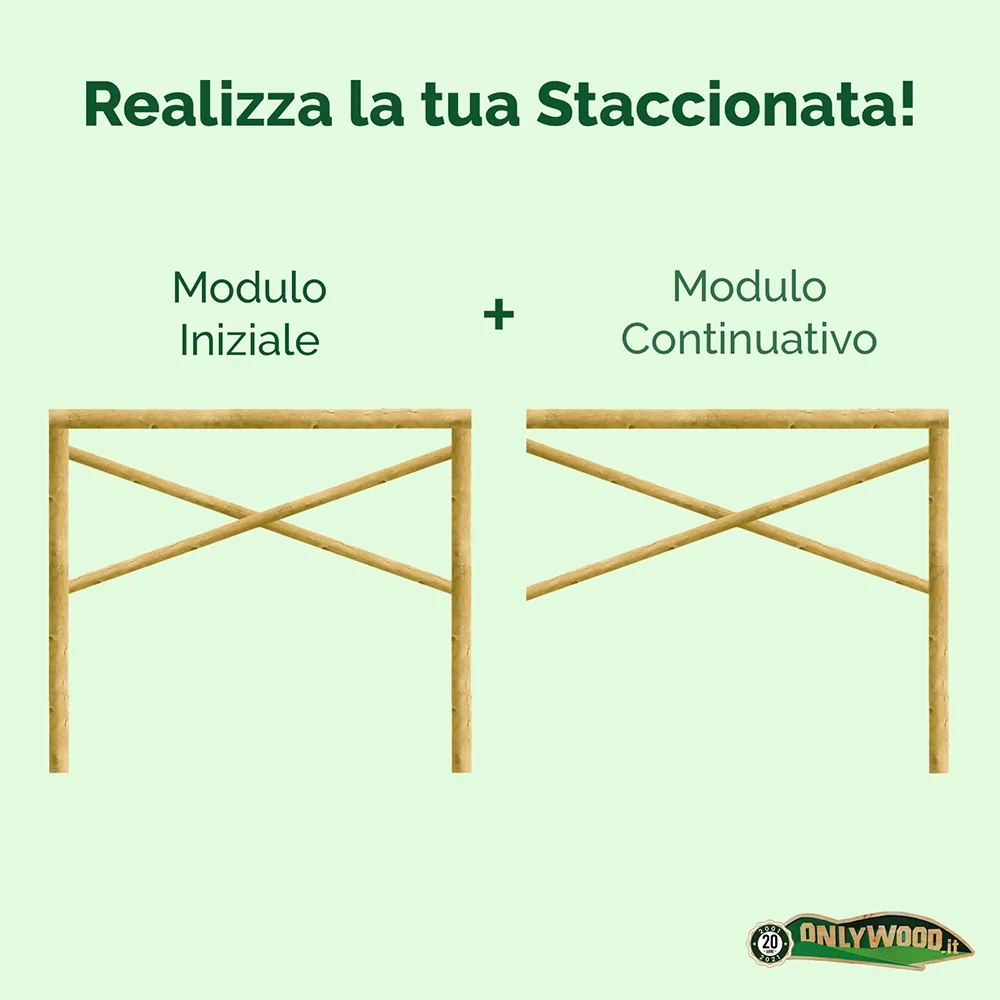 Onlywood Staccionata a Croce S. Andrea in Pino Certificato (misure L 150cm x H 150cm) - Modulo iniziale con 2 piantoni-48992