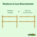Onlywood Staccionata Valdostana a mezzi pali in Pino Certificato (L 150cm x H 150cm) - Modulo continuativo con 1 piantone-49050