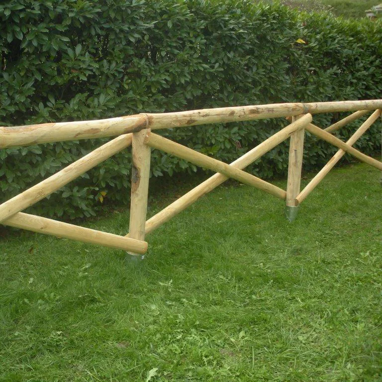 Onlywood Staccionata Croce S. Andrea in Castagno scortecciato (dimensioni L 150cm x H 150cm) - Modulo Iniziale con 2 piantoni-48924