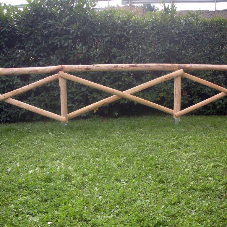 Onlywood Staccionata Croce S. Andrea in Castagno scortecciato (dimensioni L 150cm x H 150cm) - Modulo Iniziale con 2 piantoni-48925