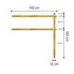 Onlywood Staccionata a 2 traverse in Pino certificato due fori (misure L150cm x H 150cm) - Modulo continuativo con 1 piantone-0