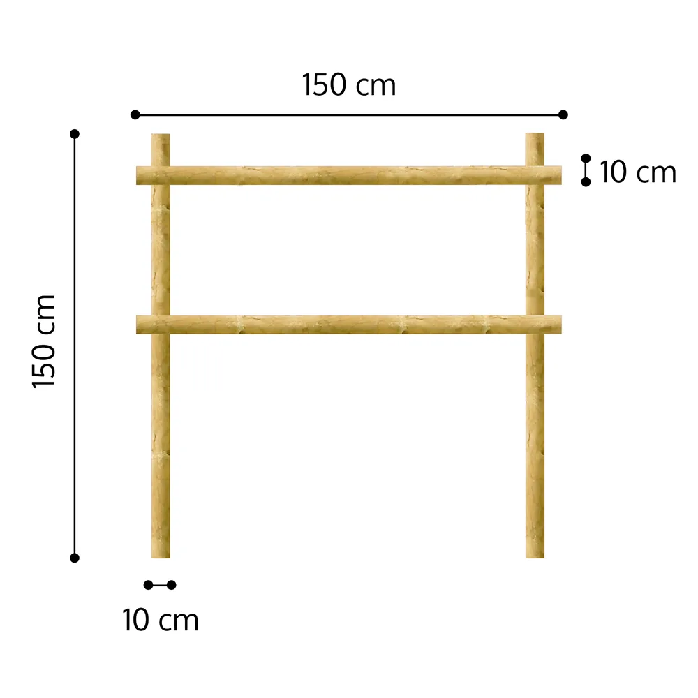 Onlywood Staccionata Valdostana a mezzi pali in Pino Certificato (L 150cm x H 150cm) - Modulo iniziale con 2 piantoni-0 Onlywood Staccionata Valdostana a mezzi pali in Pino Certificato (L 150cm x H 150cm) - Modulo iniziale con 2 piantoni-0