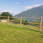 Onlywood Staccionata a 2 traverse in Pino certificato due fori (misure L150cm x H 150cm) - Modulo continuativo con 1 piantone-49160