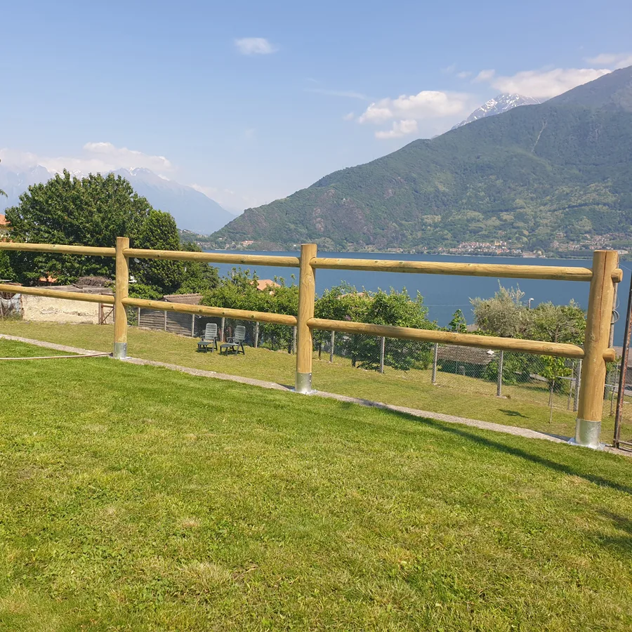Onlywood Staccionata a 2 traverse in Pino certificato due fori (misure L150cm x H 150cm) - Modulo continuativo con 1 piantone-49149