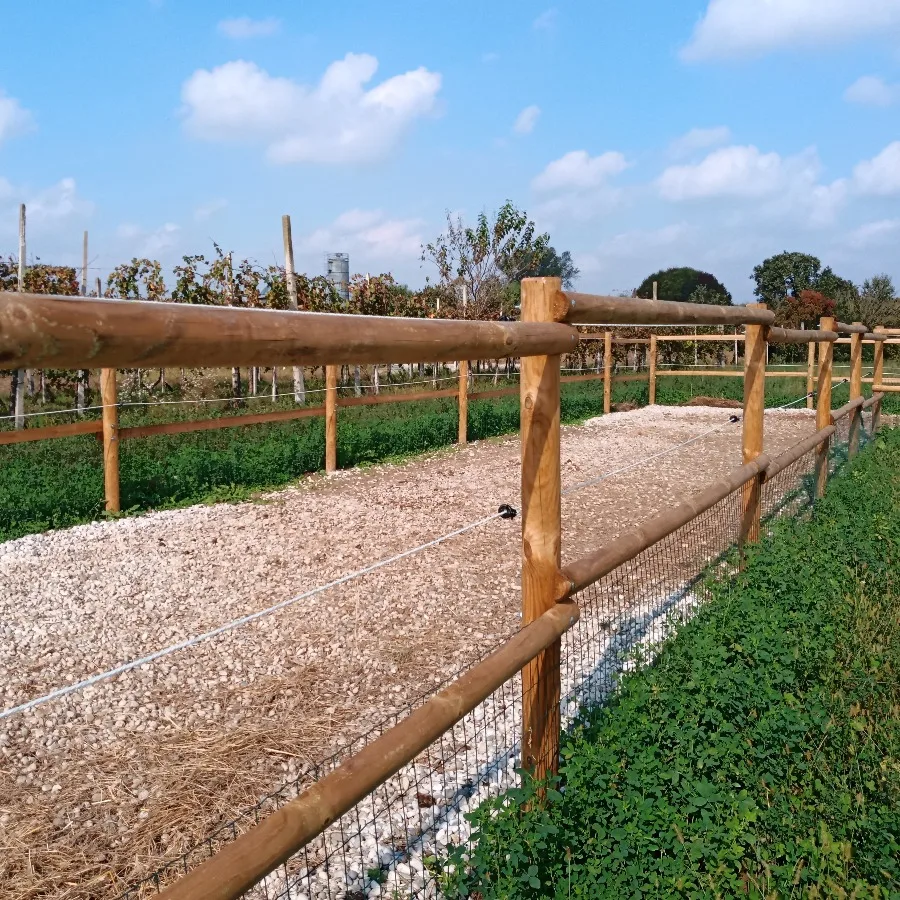 Onlywood Staccionata Valdostana a mezzi pali in Pino Certificato (L 150cm x H 150cm) - Modulo iniziale con 2 piantoni-49012