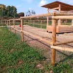 Onlywood Staccionata Valdostana a mezzi pali in Pino Certificato (L 150cm x H 150cm) - Modulo continuativo con 1 piantone-49042