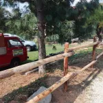 Onlywood Staccionata Valdostana a mezzi pali in Castagno scortecciato (L 200cm x H 150cm) - Modulo continuativo con 1 piantone-49103