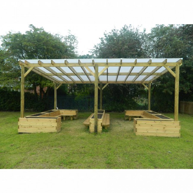 Onlywood Pergola in Legno Autoportante STANDARD in Pino Trattato per Coperture Pesanti - 800 x 400 cm Lamellare-75163