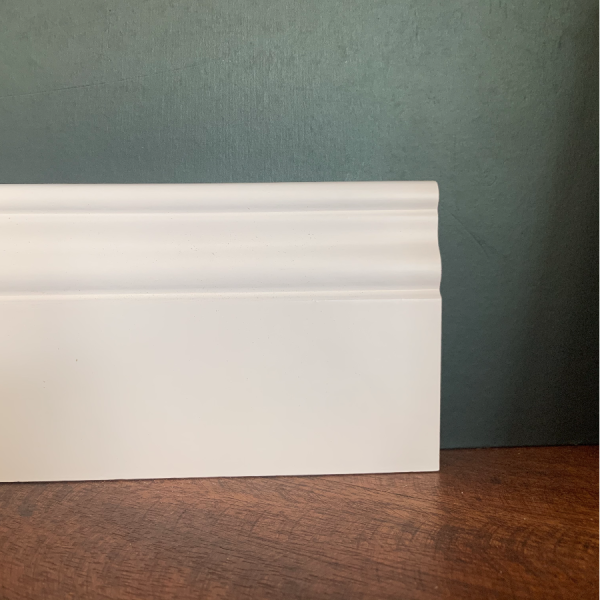 CAMPIONE - Battiscopa 100x13 mm Legno BIANCO - Modello Ducale -0