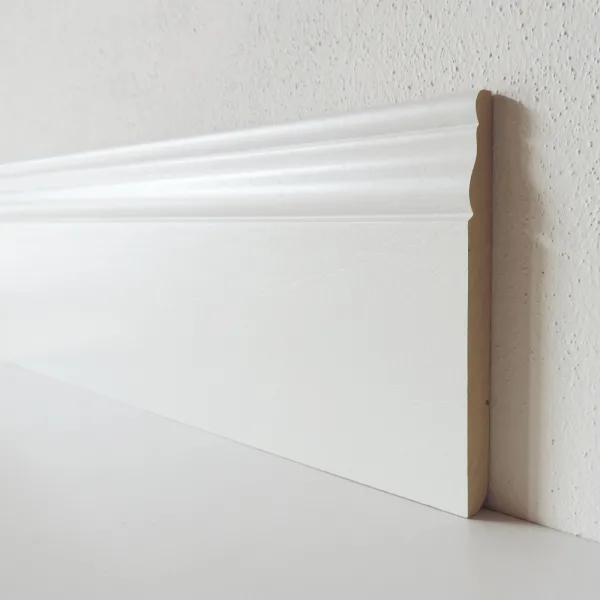 CAMPIONE - Battiscopa 140x13 mm Legno BIANCO - Modello Ducale-0