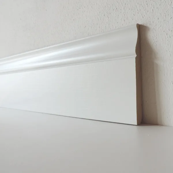 CAMPIONE - Battiscopa 120x13 mm legno bianco - Modello Reale-0