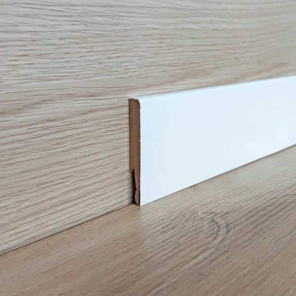 CAMPIONE - Battiscopa MDF Bianco Liscio - 12 x 80 mm - Asta da 2,4 m - Verniciabile-0