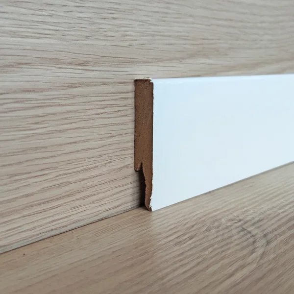 Onlywood Battiscopa MDF Bianco Liscio EVE - 14 x 75 mm - Asta da 2,4 m - Verniciabile-0