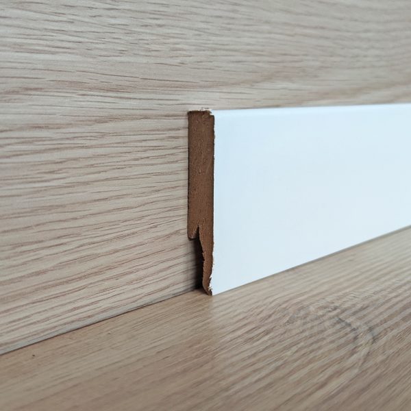 Onlywood Battiscopa MDF Bianco Liscio EVE - 14 x 75 mm - Asta da 2,4 m - Verniciabile-0