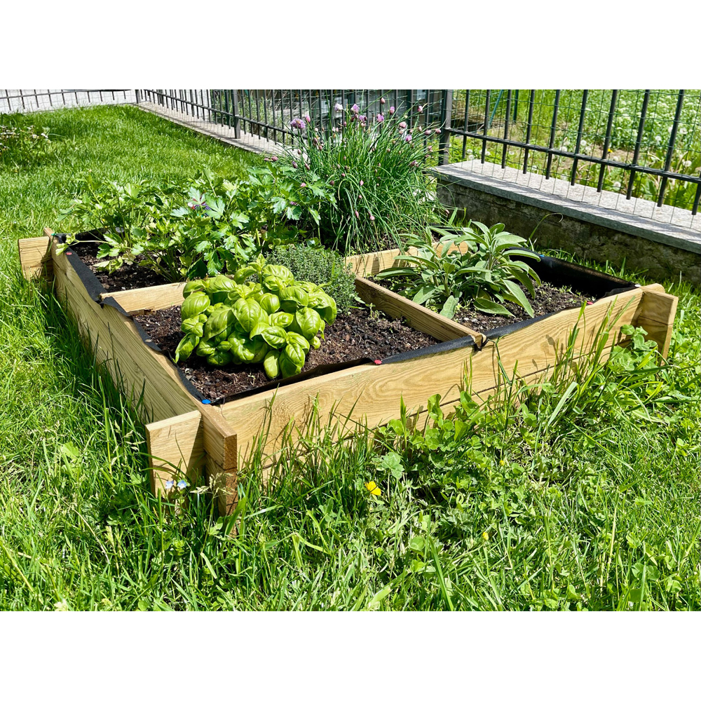Onlywood Orto Rialzato Legno 4 Scomparti in Pino Trattato 100 x 100 x 18 cm-56360