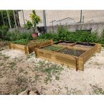 Onlywood Orto Rialzato Legno 4 Scomparti in Pino Trattato 100 x 100 x 18 cm-56361