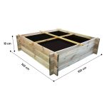 Onlywood Orto Rialzato Legno 4 Scomparti in Pino Trattato 100 x 100 x 18 cm-56362