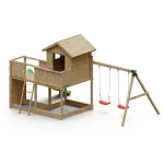 Parco Giochi in Legno Autoclavato Fungoo GALAXY L Torre con Altalene e Scivolo - foto 7