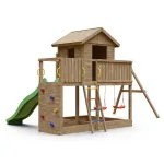 Parco Giochi in Legno Autoclavato Fungoo GALAXY L Torre con Altalene e Scivolo - foto 6