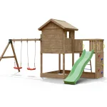 Parco Giochi in Legno Autoclavato Fungoo GALAXY L Torre con Altalene e Scivolo - foto 5