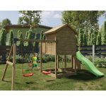 Parco Giochi in Legno Autoclavato Fungoo GALAXY L Torre con Altalene e Scivolo-54119