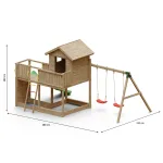Parco Giochi in Legno Autoclavato Fungoo GALAXY L Torre con Altalene e Scivolo - foto 4