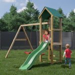 Parco Giochi in Legno Autoclavato Fungoo LUCAS Torre con Scivolo e Altalene-54096