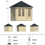 Onlywood Casetta in legno da giardino NORA - 354 x 316 cm - Spessore 34 mm-55120