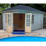 Onlywood Casetta da giardino Angolare in legno SIGRID - 440 x 300 cm-55216