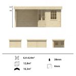 Onlywood Casetta in legno con tettoia laterale STIG 500 X 300 cm-55291