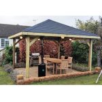 Onlywood Gazebo in Legno KIOSK Tetto in Legno 430 x 430 cm - Antivento-55567