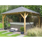 Onlywood Gazebo in Legno KIOSK Tetto in Legno 338 x 338 cm - Antivento-56832